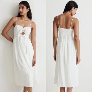 New Madewell Double-Tie Cutout Sweetheart Midi Dress Size 2 Eyelet White